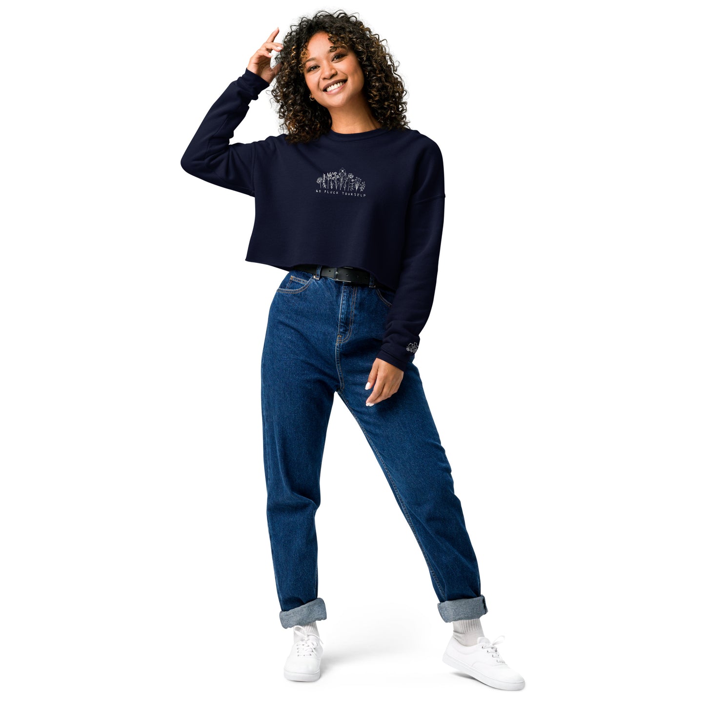 Go Pluck Yourself - Embroidered Crop Sweatshirt