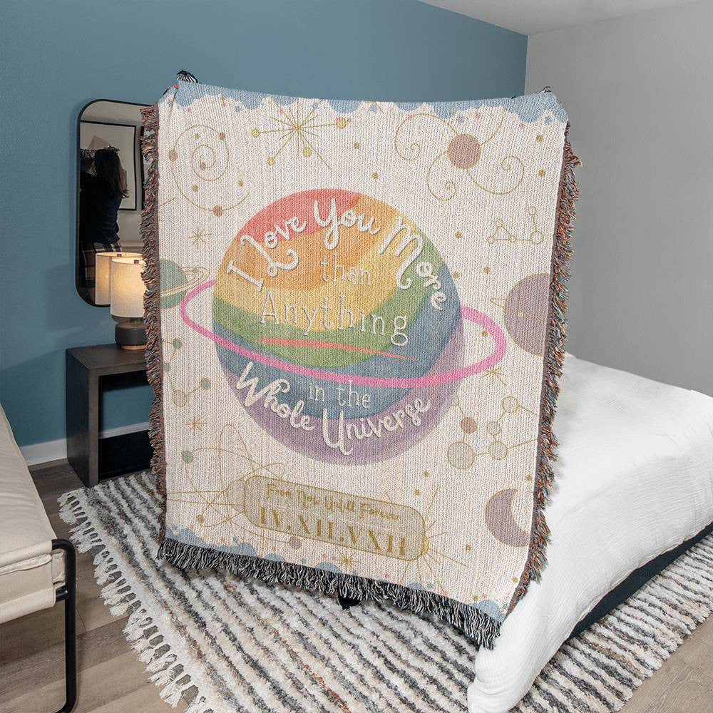 ILY More Rainbow Galaxy - Personalized Woven Blanket
