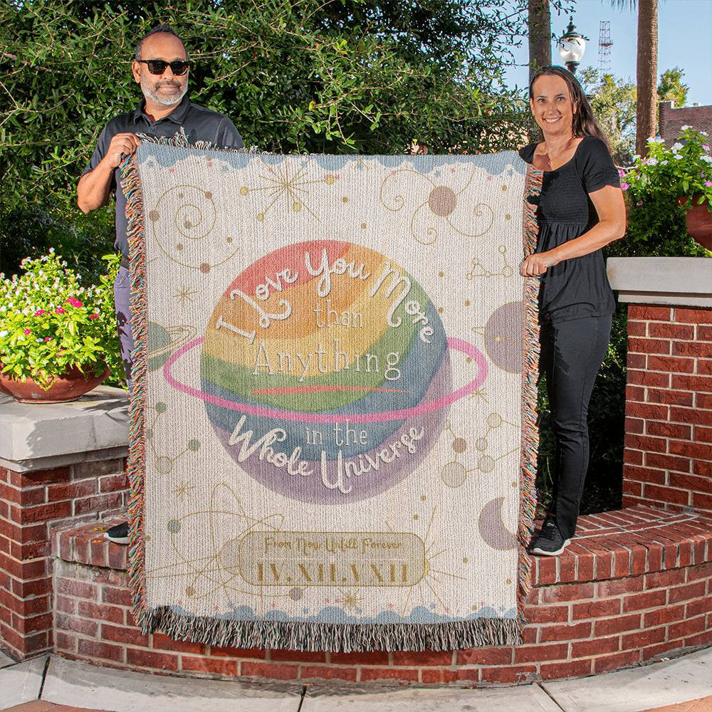ILY More Rainbow Galaxy - Personalized Woven Blanket