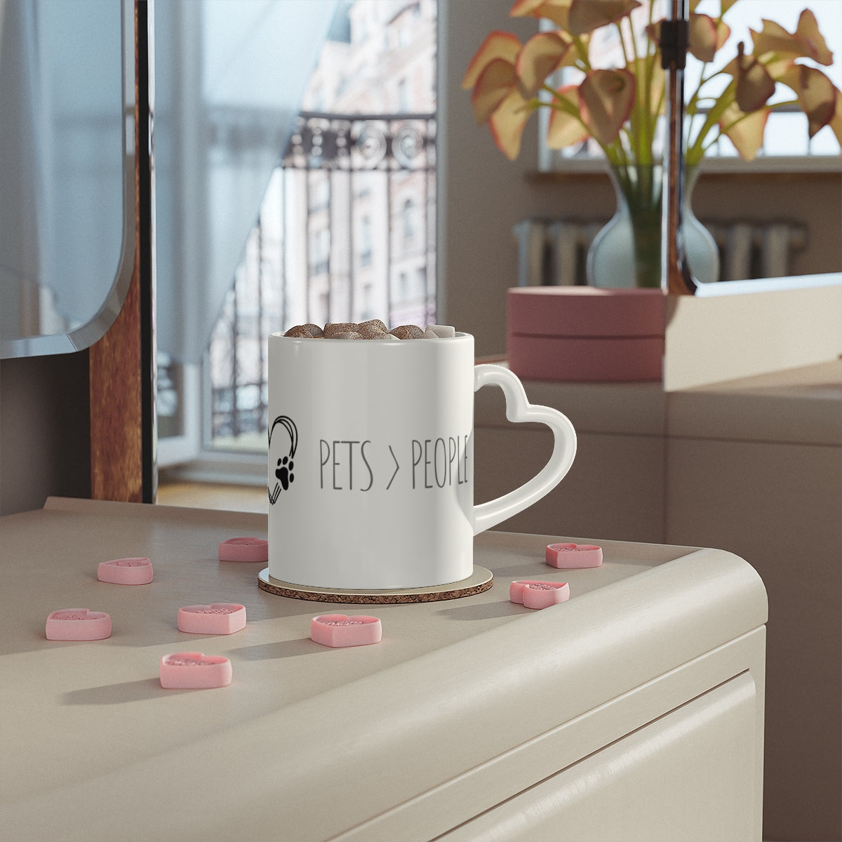 Pets Over People - Heart Shaped Mug