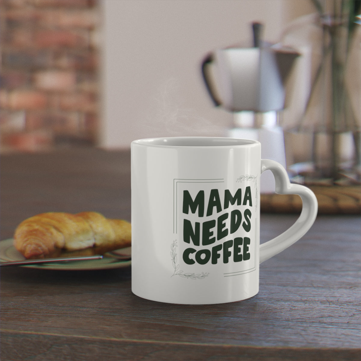 Mama Needs Coffee - Heart-Shaped Mug