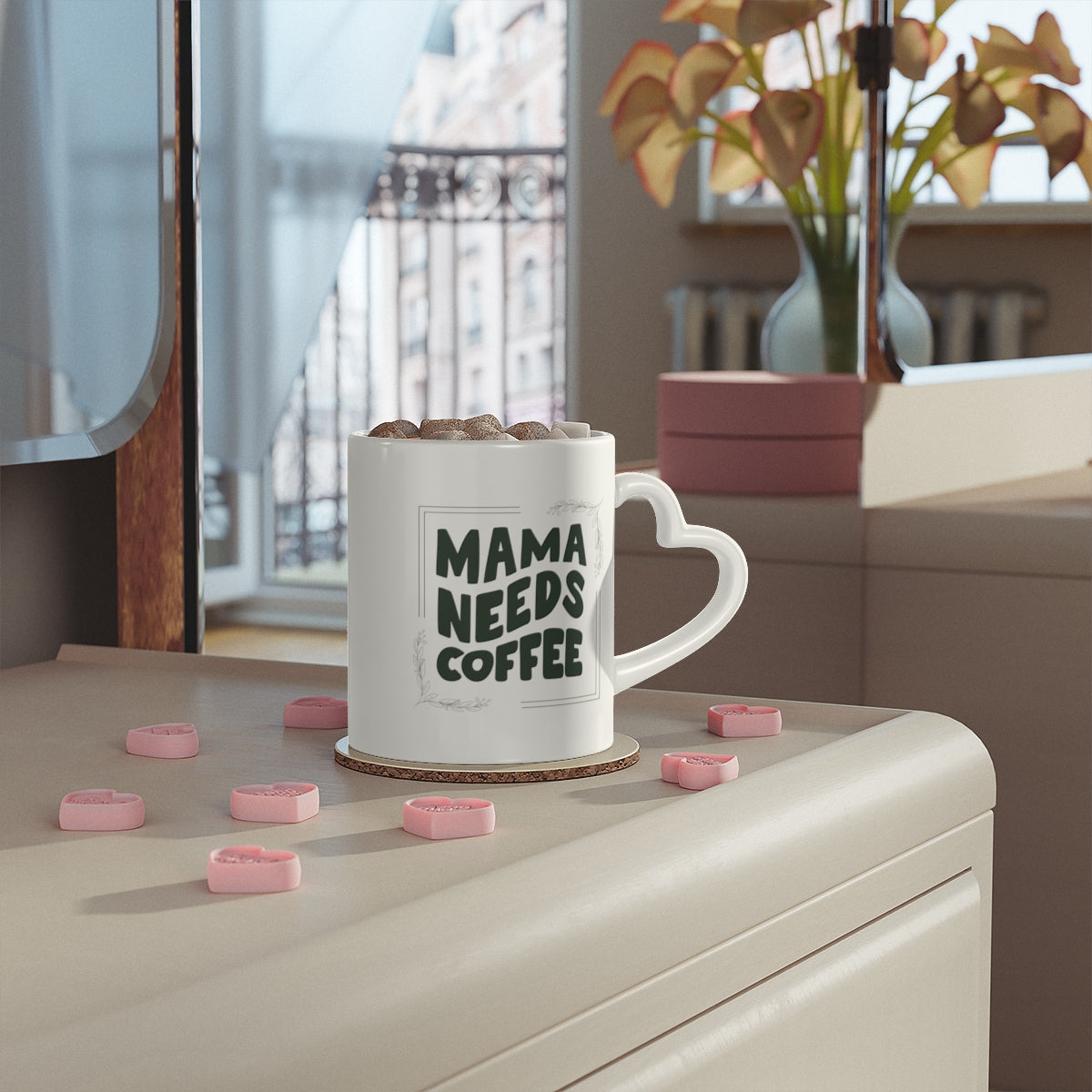 Mama Needs Coffee - Heart-Shaped Mug