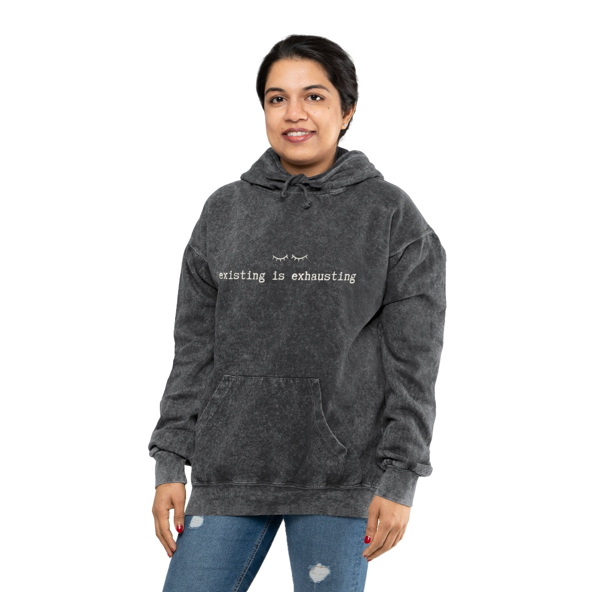 Existing is Exhausting - Unisex Mineral Wash Hoodie