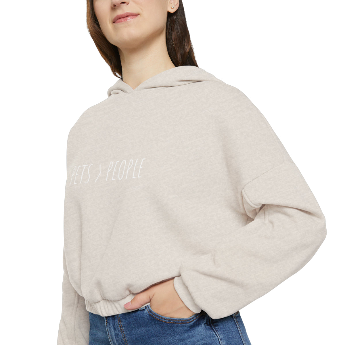 Pets Over People - Women's Cinched Bottom Hoodie