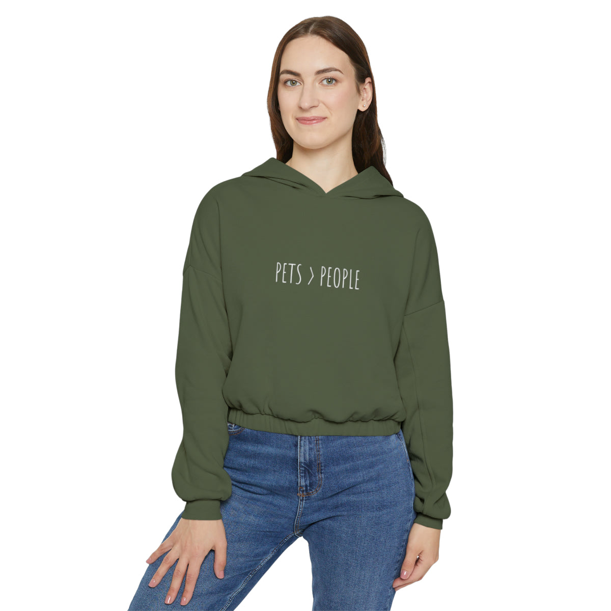 Pets Over People - Women's Cinched Bottom Hoodie
