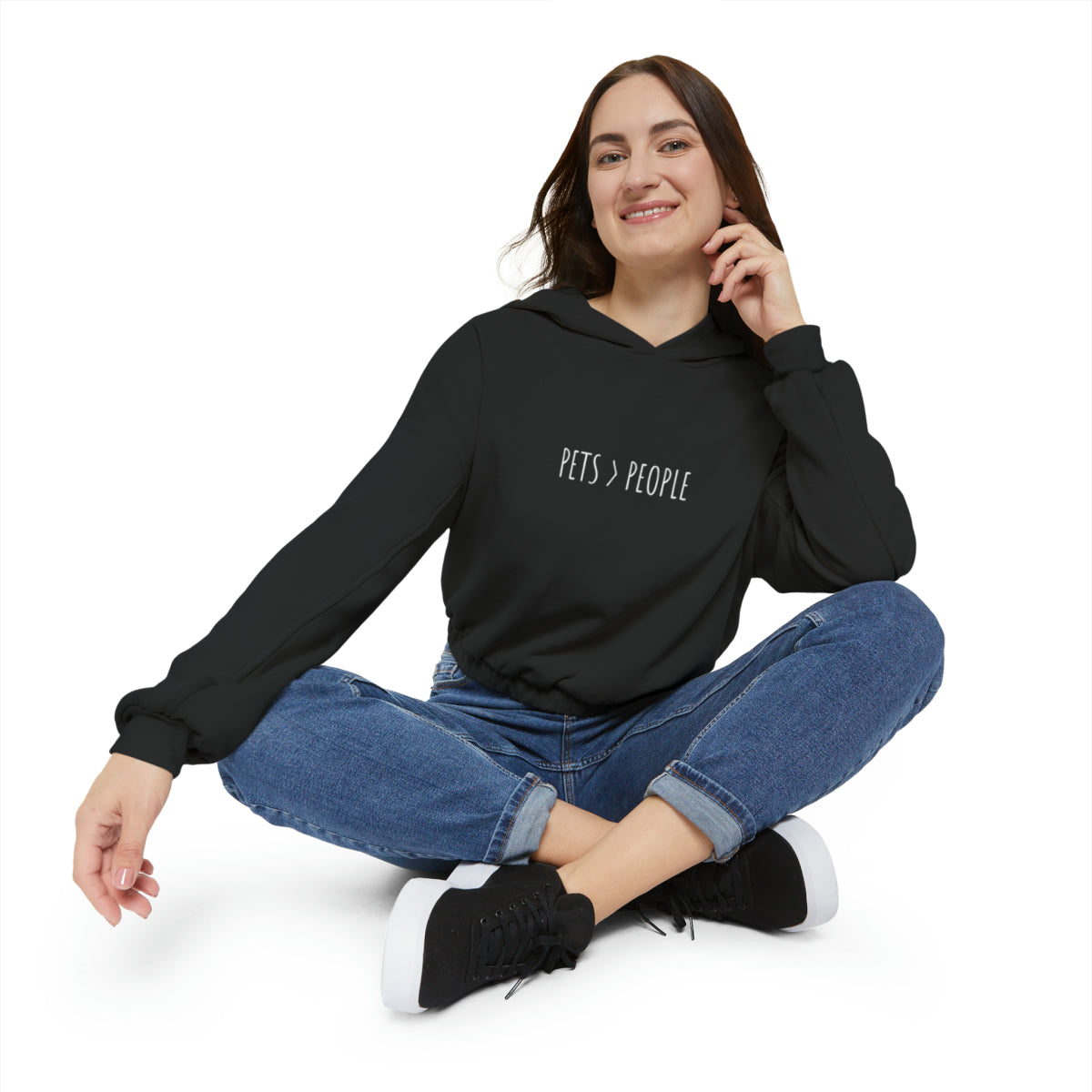 Pets Over People - Women's Cinched Bottom Hoodie