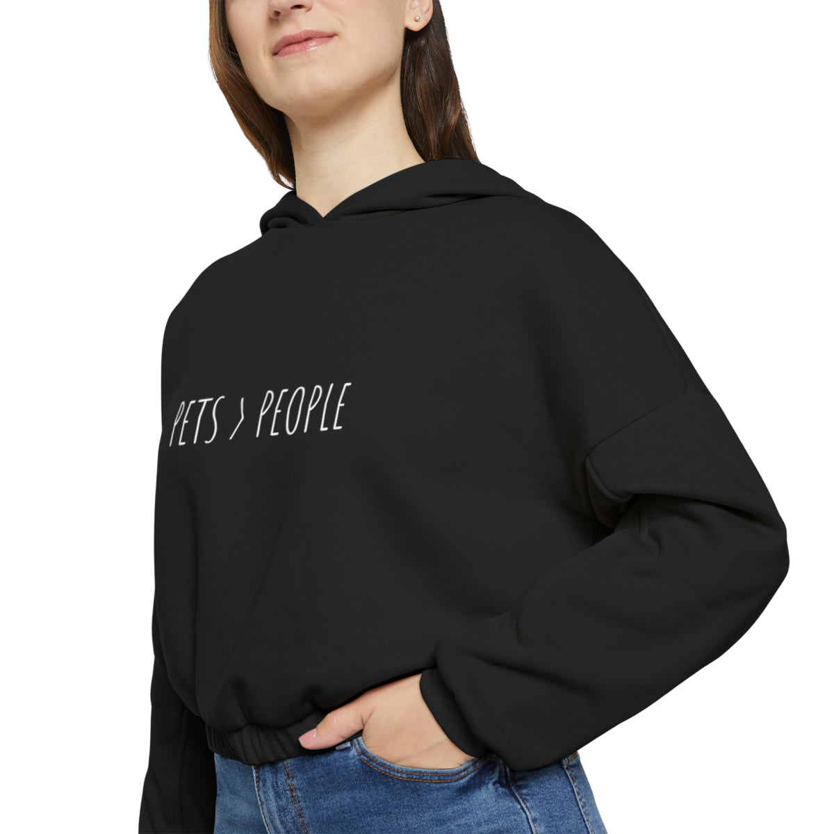 Pets Over People - Women's Cinched Bottom Hoodie