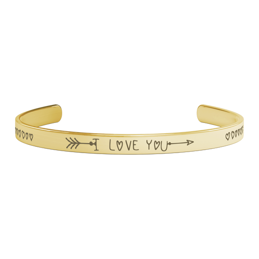 I Love You - Adjustable Cuff Bracelet w/Custom Engraving