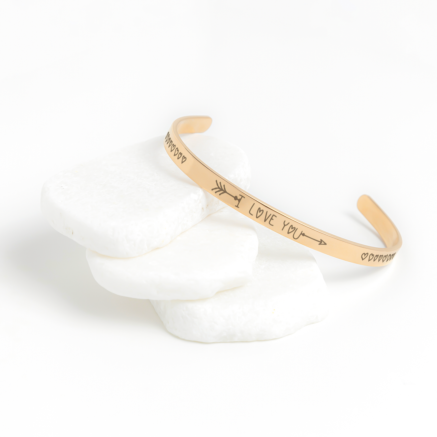 I Love You - Adjustable Cuff Bracelet w/Custom Engraving
