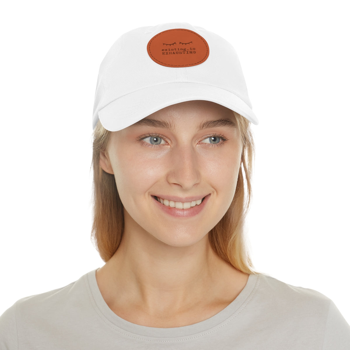 Existing is Exhausting - Dad Hat with Round Leather Patch