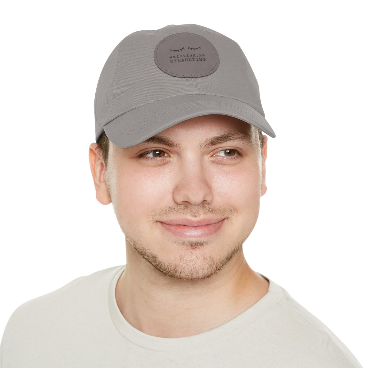 Existing is Exhausting - Dad Hat with Round Leather Patch