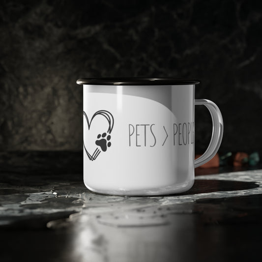 Pets Over People - Enamel Camping Mug